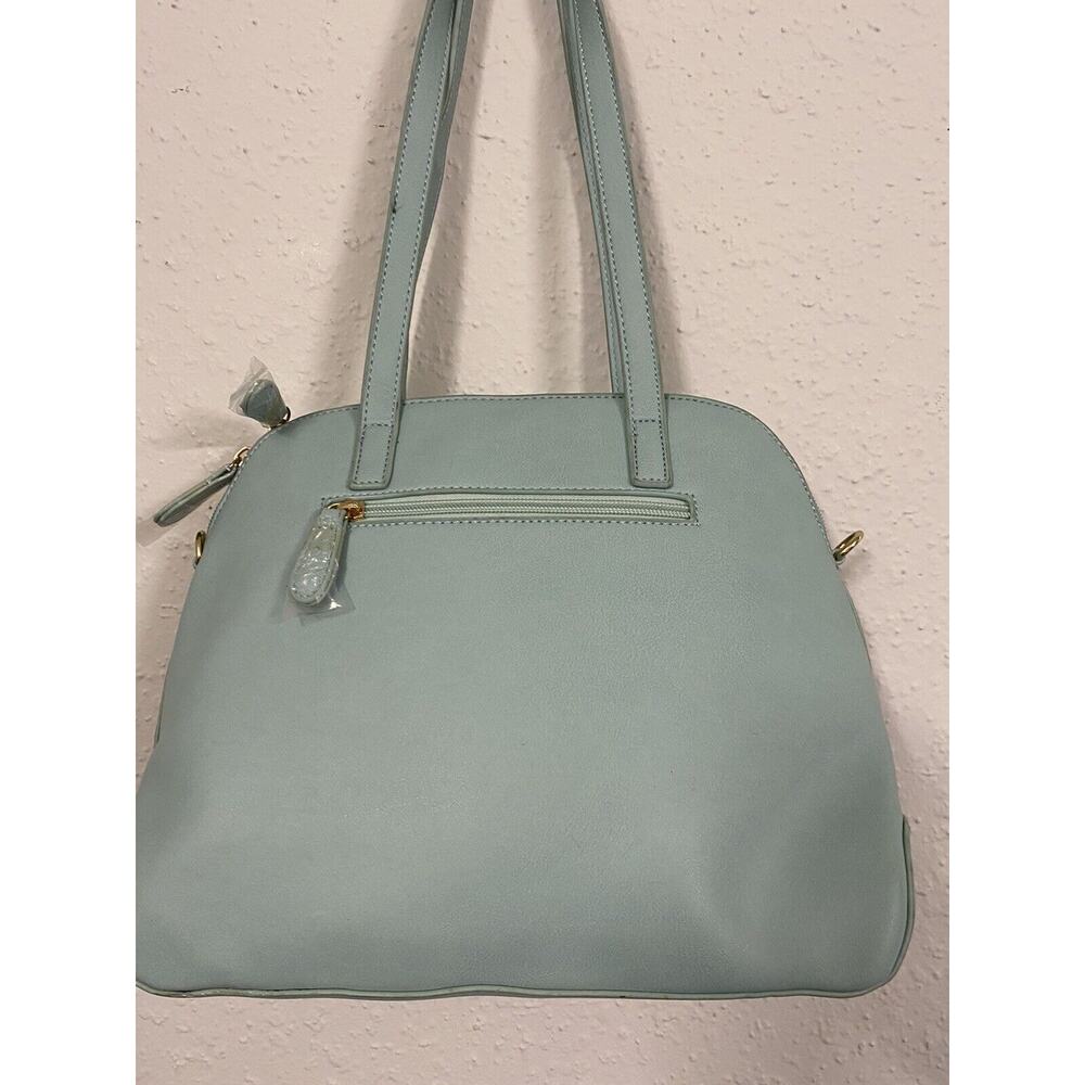 RARE LAVIE AQUA HANDBAG W/ MATCHING WALLET SATCHEL PURSE MEDIUM ZIPS FLORAL - Picture 5 of 11
